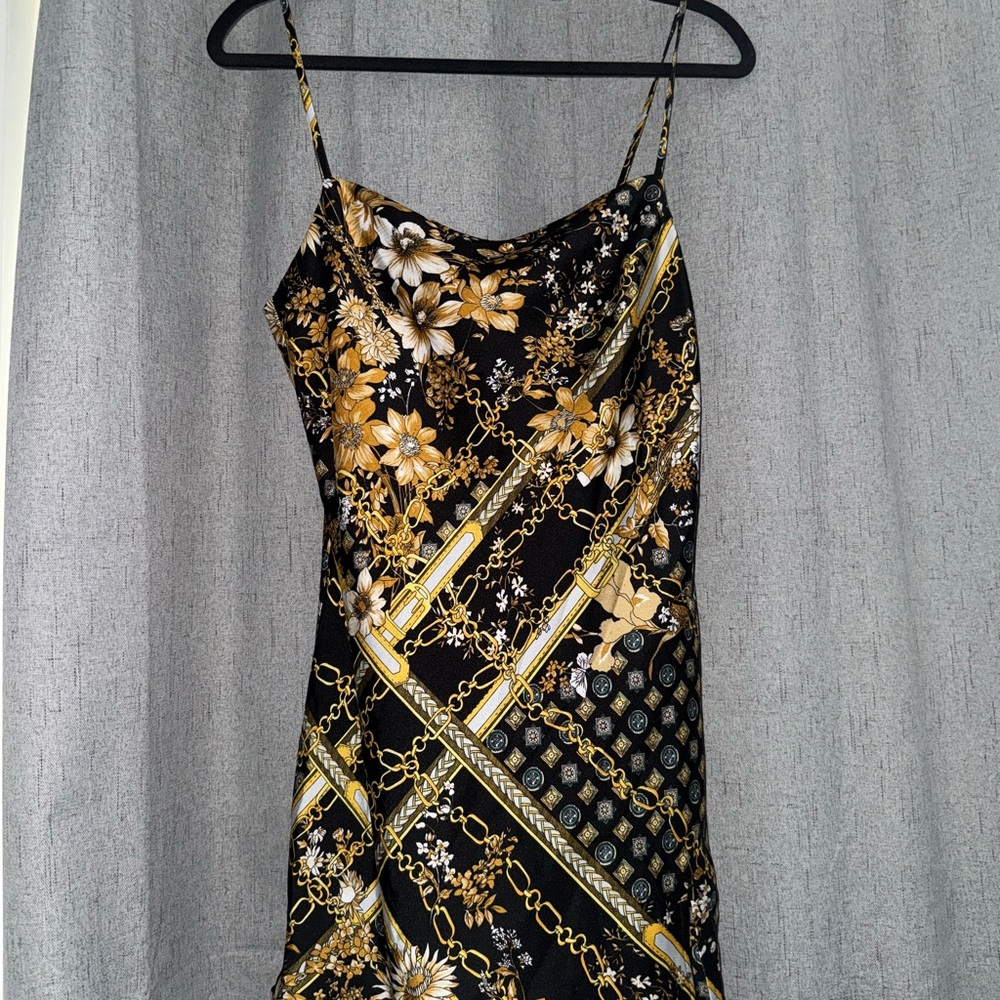 Princess Polly Black and Gold Patterned Dress
